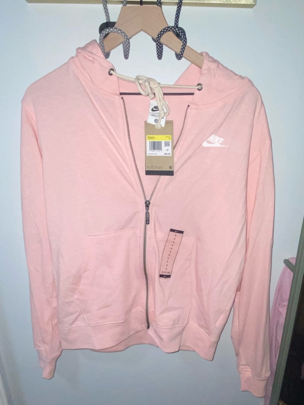NWT Nike Pink Zip-Up Hoodie Sweatshirt, Size Small